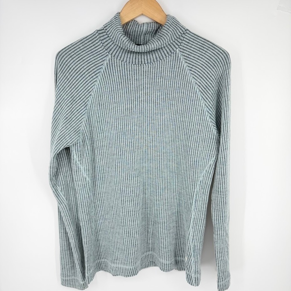 Smartwool Merino 250 Ribbed Turtleneck Top Women XL Green Base Layer Outdoors